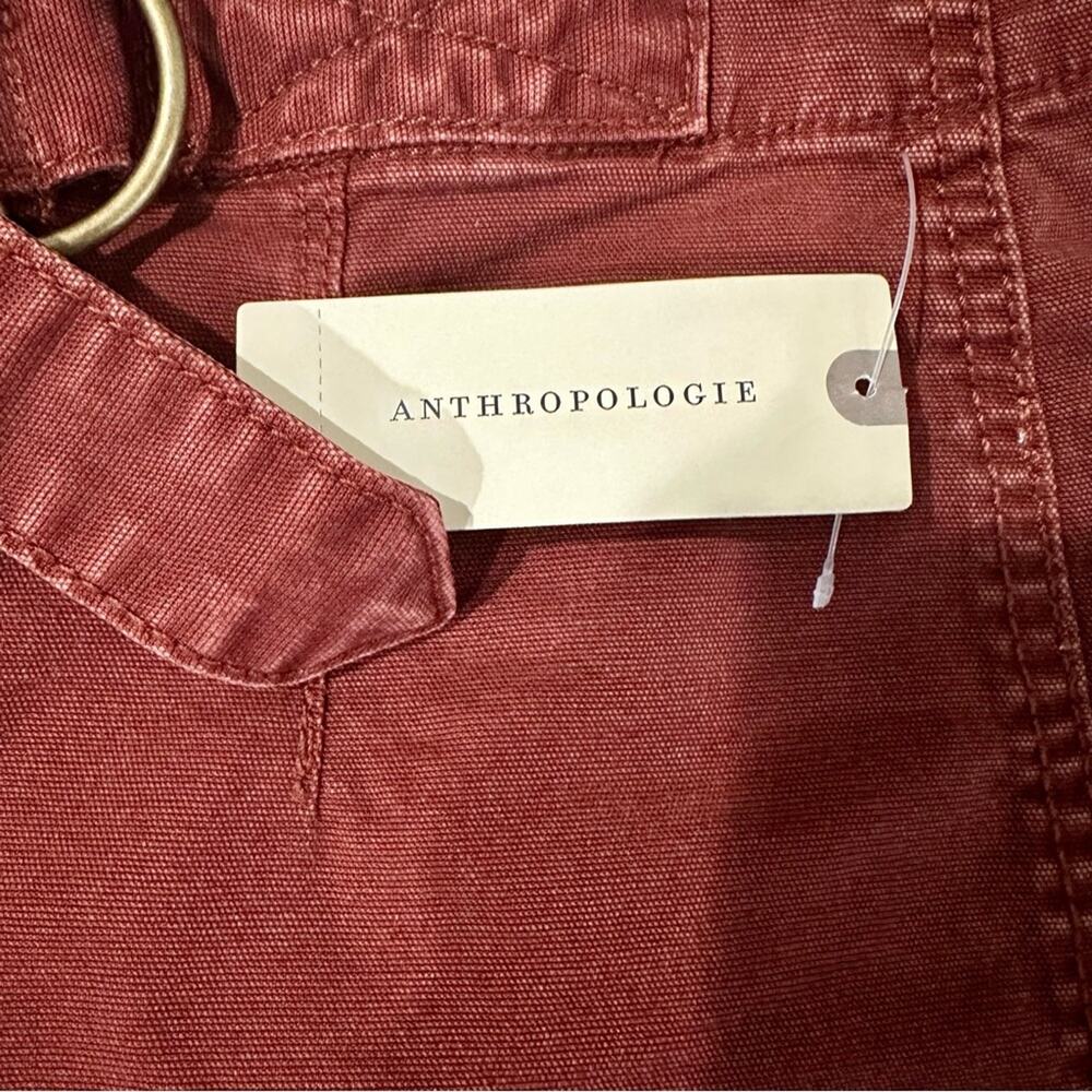 Anthropologie Rust Red Belted Cotton Jean Shorts - Picture 8 of 9